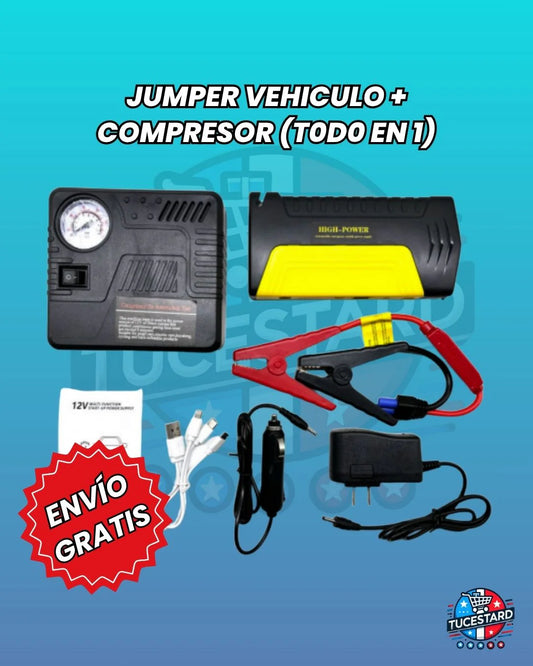 JUMPER DE VEHICULO TM15 + BOMBA DE AIRE KIT TODO EN UNO MD-